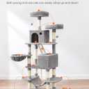 Feandrea Cat Tree, 66.1-Inch Large Cat Tower, Multi-Level Condo, Light Gray