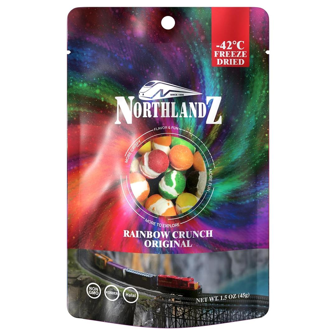 NORTHLANDZ Freeze Dried Candy | RAINBOW CRUNCH ORIGINAL | -42C Freeze-Dried | Assorted Sweet Fruit Flavors | 1.5oz/each| Light & Crunchy Snack | Unique Candy Experience (EXP 10/01/26) NORTHLANDZ Freeze Dried Candy | RAINBOW CRUNCH ORIGINAL | -42C Freeze-Dried | Assorted Sweet Fruit Flavors | 1.5oz/each| Light & Crunchy Snack | Unique Candy Experience (EXP 10/01/26)