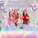 Mermaid Birthday Decorations Include Plates, Napkins, Cups, Cutlery, Hanging Swirls, Banner, Cake & Cupcake Toppers, Balloons, Tablecloth for Mermaid Party Decorations, Serve 20