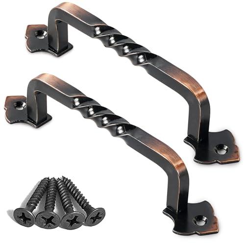 OVOV 2 Pack Barn Door Pull Handle Hardware for Wooden Garden Gate Shed Cabinet Door (Copper)