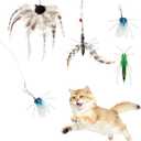 Interactive Cat Toy Bug Toys for Cats 4 Realistic Flying Bugs Cat Wand (4PC Insects Refills)