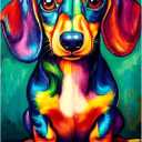 MXJSUA Dachshund Dog DIY Diamond Painting by Number Kits for Adults, Sausage Dog 5D Round Drill Diamond Gem Art Painting Picture Arts Kits Craft for Home Wall Decor 12x16 Inch