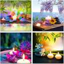 iHAPPYWALL Canvas Prints Zen Art Wall Decor Spa Massage Treatment Painting Picture Orchid Flower Frangipani Bamboo Flaming Candle Print On Canvas 4 Panel Ready to Hang 12''x12''x4pcs