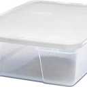  Storage Bin, Clear Plastic Organizing Container w/ White Lid, 28 Quart