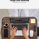 Foldable Lap Desk, Laptop Bed Desk, Portable Lap Table, Laptop Bed Table with Cup Holder & Tablet Slot & Lifting Handle for Working Writing Drawing & Eating - Rustic Brown
