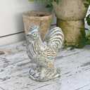 Rooster Statue Chicken Figurine Cement Rooster Figurine Figurines Artwork for Outdoor, Backyard, Patio and Home Kitchen Decoration (Light Blue)