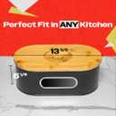 ANGORA BRANDS Large Bamboo Bread Box for Kitchen Countertop 2-Layer High Capacity Bread Bin with Clear Viewing Window Natural Wood Food Storage Organizer by Knivi, 13.63 inches x 5.13 inches