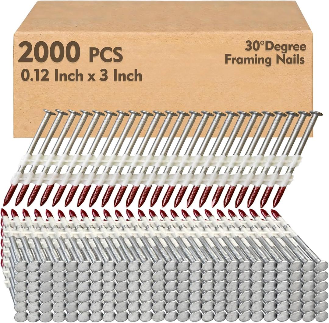 30 Degree Framing Nails 3" x .12" for 30-35 Degree Framing Nailer, 30° - 0.12" x 3"