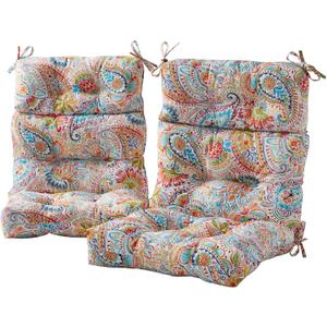 Greendale Home Fashions Outdoor 44 x 22-inch High Back Chair Cushion, Set of 2, Jubilee 2 Count