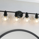 CMHSYTKE 6 Light Black Bathroom Light Fixtures with Clear Globe Glass Shade, Matted Black Wall Sconce Over Mirror for Kitchen, Living Room