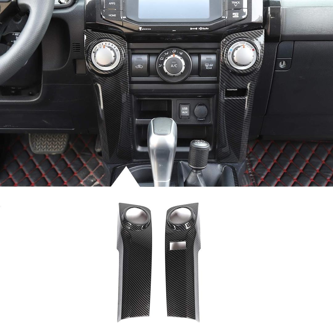 JeCar Center Console Air Conditioning Control Switch Panel Cover Trim for Toyota 4Runner 2010-2020 (Carbon Fiber Grain)