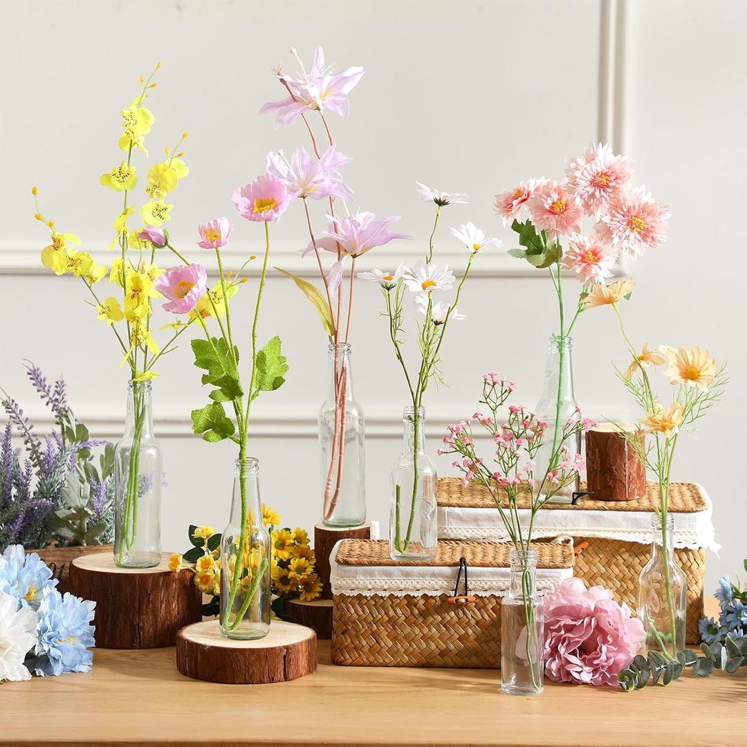 8 Sets Artificial Wildflowers Table Centerpiece with Vases Spring Summer Colorful Wildflower Centerpieces Silk Flower Arrangement for Wedding Baby Shower Table Centerpieces Party Decoration