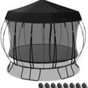 Outdoor Round Trampoline Cover (Tent Only) 10 FT 12FT 14 Ft Trampoline Tent Sunshade Canopy, 600D Heavy-Duty Oxford Fabric with 16 Fixed Webbing ,Waterproof & UV-Resistant (Black, 14 FT)