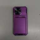 SSLOTSCASE for iPhone 17 Pro Case with Card Holder & Sliding Camera Lens Cover & Hidden Kickstand & Camera Stand & Wallet, Silicone Edge Durable Protective Case Cover for iPhone 17 Pro 5G, Dark Purple