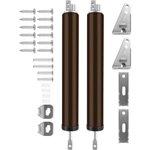 2 PCS Screen and Storm Door Closer Kit, Heavy Duty Pneumatic Screen and Storm Door Closer, Screen and Storm Door Push Button Latch Set Replacement Kit, Adjust Smooth Closing Speed (Brown)