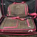 Rockland Jungle Softside Upright Luggage Set, Pink Leopard, 4-Piece Set (14/29/24/28)