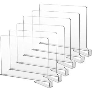 LikeU Shelf Dividers for Closets,Clear Acrylic Shelf Divider for Wood Shelves and Clothes Organizer/Purses Separators Perfect for Kitchen Cabinets and Bedroom Organizer,6 PCS