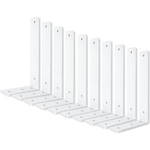 White Floating Shelf Bracket 14 Inch, 10 Pack Heavy Duty Shelf Brackets, Black Wall Shelf Bracket for DIY Decorative with Mounting Hardware (L 14" x H 6" x W1.5")