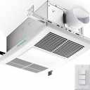 Bathroom Exhaust Fan with Heater & Light 110 CFM 1.5 Sone Switch Includes, 16-13/16" x 10-11/16"