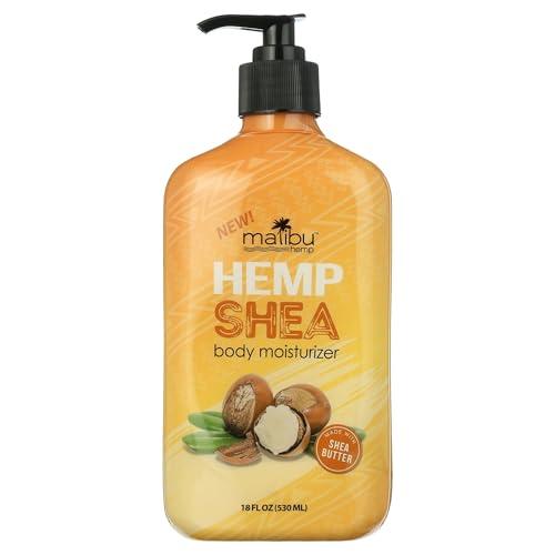 Malibu Hemp Shea Body Moisturizer with Sunflower Oil and Shea Butter, Vanilla Amber Scent, 18 fl oz, Aplication Mitt Included