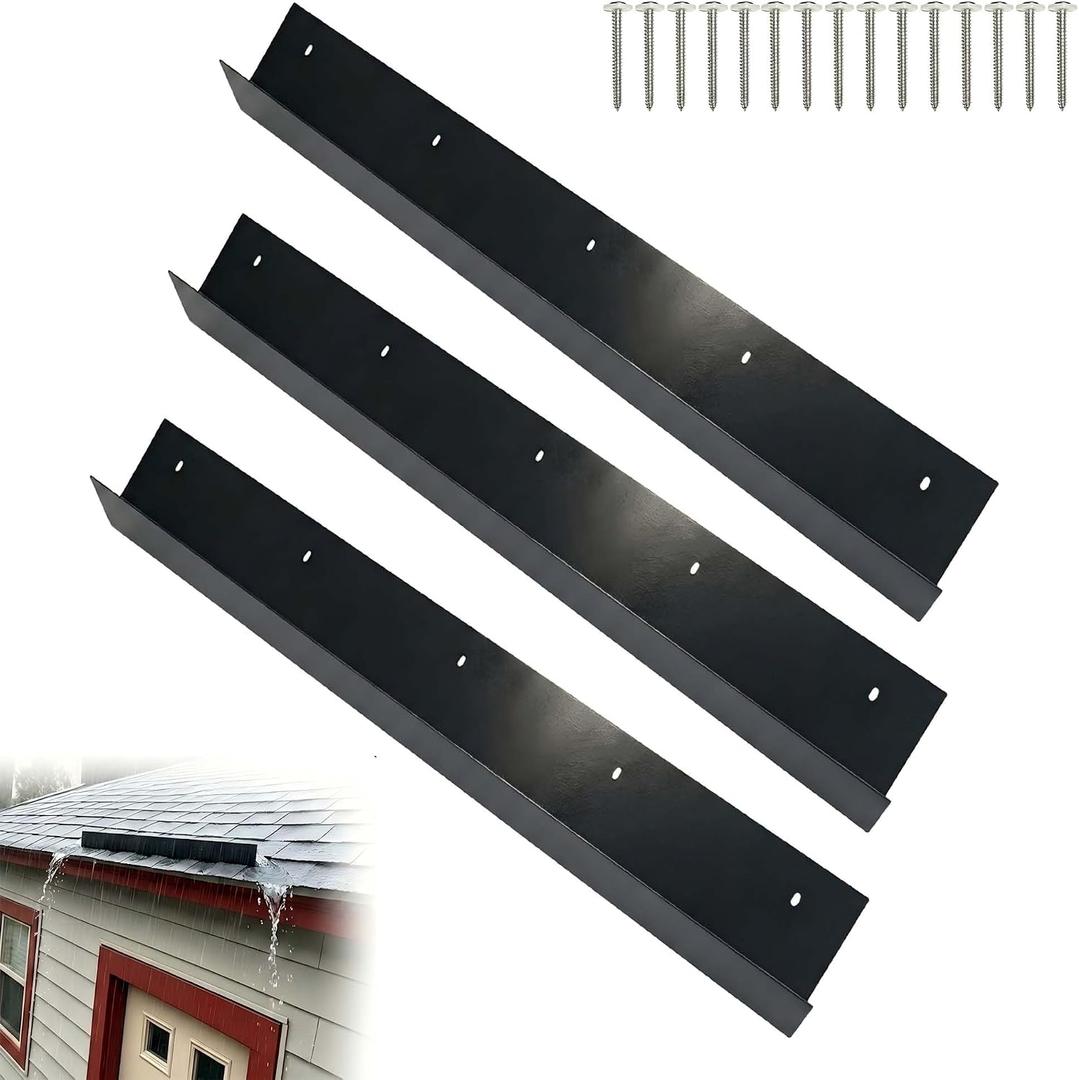Roof Rain Diverter for Shingle Roof, 304 Stainless Steel Flat-Head Nails | 1 pcs 39" Rain Water Diverter with Silicone Gaskets, Angled Design for Chimneys, Skylights & Entryways