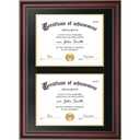 Yaetm Vertical Double Diploma Frame 14x20 for Two 8.5x11 Certificates, Degrees, Documents, Tempered Glass with Black Over Gold Acid-free Mats, Dual Diploma Frames, Mahogany/Black