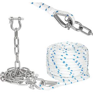 5/8" Boat Anchor Rope 150 FT with 316 Stainless Steel Chain 5/16" x 6 FT, 5/16" Anti-Off Shackles and 5/8" Thimble, Anchor Rode for Mooring, Boats Pontoon, Deck, Fishing, Sail