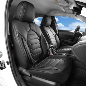 FREESOO Leather Car Seat Covers - Car Seat Cover Full Set Faux Leather with Nappa Grain - Waterproof Breathable Universal Seat Covers for Most 5-Seater SUV Sedan Truck Pick-up - Black