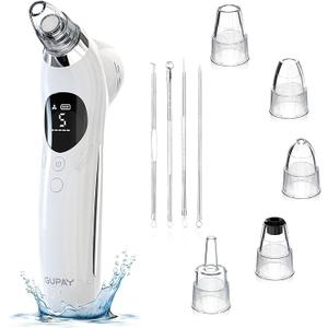 Blackhead Remover Vacuum Facial Pore Cleaner Electric Comedone Whitehead Extractor 5 Suction Probes and 5 Suction Levels Rechargeable Black Heads Remover Tools for Women & Men Facial Skin Care (white)