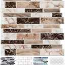LONGKING 10-Sheet Peel and Stick Tile Backsplash, Vinyl 3D Self-Adhesive Tile Stickers for Kitchen, Bathroom, Counter Top, Marble 77