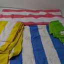 Exclusivo Mezcla 4 Pack Beach Towels, Large Microfiber Striped Beach Bath Pool Towel Set for Kids and Adults, Lightweight and Absorbent, 30x60 Inches, Blue/Green/Yellow/Pink