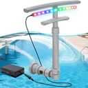 Pool Fountain for Above and In-Ground Pools,Solar Pool Fountain with Light Show,Adjustable Dual Spray Waterfall Sprinkler Cooler for Pool,Equipped with 12 Color LED Lights