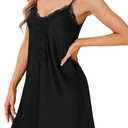 Vrtige Women's Nightgown V Neck Sexy Nightdress Sleeveless Sleepshirt Lace Hem Sleepwear (XL)