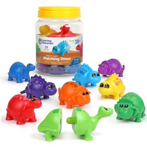 Learning Resources Snap-n-Learn Matching Dinos - Dinosaur Toys, Mini Plastic Figures, Sensory Bin, Toddler Travel Games, Shape Sorter, Preschool, Fine Motor Skills, Montessori Counting