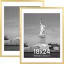 ENJOYBASICS 18x24 Picture Frame, Display Poster 16x20 with Mat or 18 x 24 Without Mat, Wall Gallery Photo Frames, Gold, 2 Pack