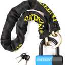 3.1FT Heavy Duty Chain Lock - 10mm/0.42inch Thick Bike Chain with 16mm/0.64inch Disc Lock for Motorcycles, Scooters, Gates and More, Blue (Blue(3.1FT))