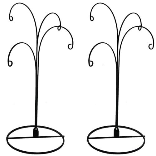 HOHIYA Ornament Display Stand 12 Inch 4-Arm Metal Holder for Christmas Ornaments Glass and Crystal Ball Decorations Art Craft Hanging Hanger Black 2 Pack
