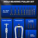 Orion Motor Tech Blind Hole Collet Bearing Race and Seal Puller Extractor Kit, Slide Hammer Pilot Insert Inner Bearing Removal Tool Set, 16 Piece, Blue