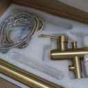 TapLong Brushed Gold Floor Mounted Tub Filler Shower Faucet Freestanding Bathtub Faucet with Hand shower High Flow Rate Free Standing Tub Faucet-51015BG