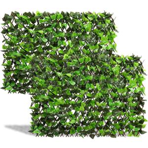 DOEWORKS Expandable Fence Privacy Screen for Balcony Patio Outdoor, 2PCS Faux Ivy Fencing Panel for Backdrop Garden Backyard Home Decorations