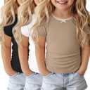 Halfchet 3 Pack Toddler Girls Short Sleeve T Shirts | Short Sleeve, Crewneck, Summer Casual Tees, Soft Fabric, Breathable, Stretchy, Comfort Fit, Kids Daily Tops, Available 18M-5T