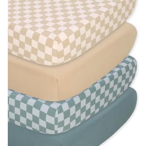 The Peanutshell Baby Organic Bassinet Sheets 4-Pack for Boy or Girl - Ultra Soft & Rectangle Unisex Baby Sheet, 100% Jersey Cotton, Fitted Covers for Crib, Halo Bassinet Mattress