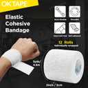 2 x OK TAPE 12 Rolls Self Adhesive Bandage Wrap, Elastic Athletic Tape, Self Stick Bandage Tape, Vet Wrap, Medical Wrap for Wrist, Feet, 2" x 5 Yards - White