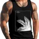 Mens Tank Tops Summer Beach Vacation Sleeveless Shirts Casual Palm Graphic Muscle Gym Workout Tank Top (XX-Large, Black Palm Leaves)