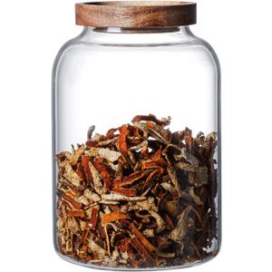 Large Glass Jars with Airtight Wooden Lid, Food Storage Glass Canister, Clear Cereal Storage Container for Flour, Sugar, Coffee Beans, Snack (67 FL OZ (2000ml))