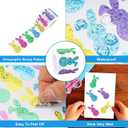 500 PCS Bling Sparkly Easter Bunny Stickers - 1.5'' x 0.8'' Large, 1 Roll of 5 Colors | Easter Basket Essentials Stuff, Waterproof Self-Adhesive Rabbit Stickers for Holiday Cards Boxes Seal Envelopes