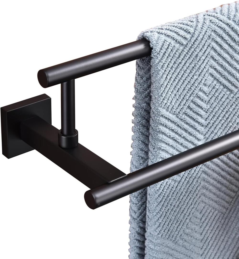 Bath Double Towel Bars, Towel Racks SUS304 Stainless Steel, Towel Holder for Bathroom Wall Mount, Towel Hanger Rail Accessories, 2-Tiers (Matte Black, 32 Inch)