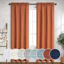 Mrs.Naturall Burnt Orange Linen Curtains Long for Living Room 2 Panel Set Rod Pocket Bedroom 52x96 Inches Long