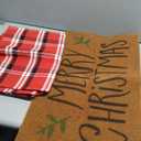 Duraaamo 2 Pcs Merry Christmas Outdoor Doormat Christmas Welcome Coir Doormat Rug Layered Red White Buffalo Plaid Mat for Front Porch Entryway