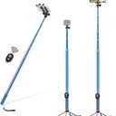 118'' 9.8ft Long Selfie Stick for iPhone, Android, Extended Super Long Pole, Selfie Stick Tripod with Remote, for Selfies/Video Recording, Includes Phone Tripod, Bluetooth Wireless Remote (20 to 118")